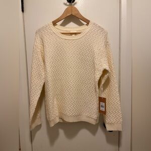 Cyrus Cream Textured Crew Neck Sweater